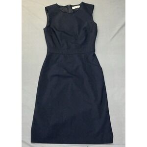 EUC Tory Burch Sleeveless Wool Blend Sheath Dress in Navy Blue Size 0 #0501